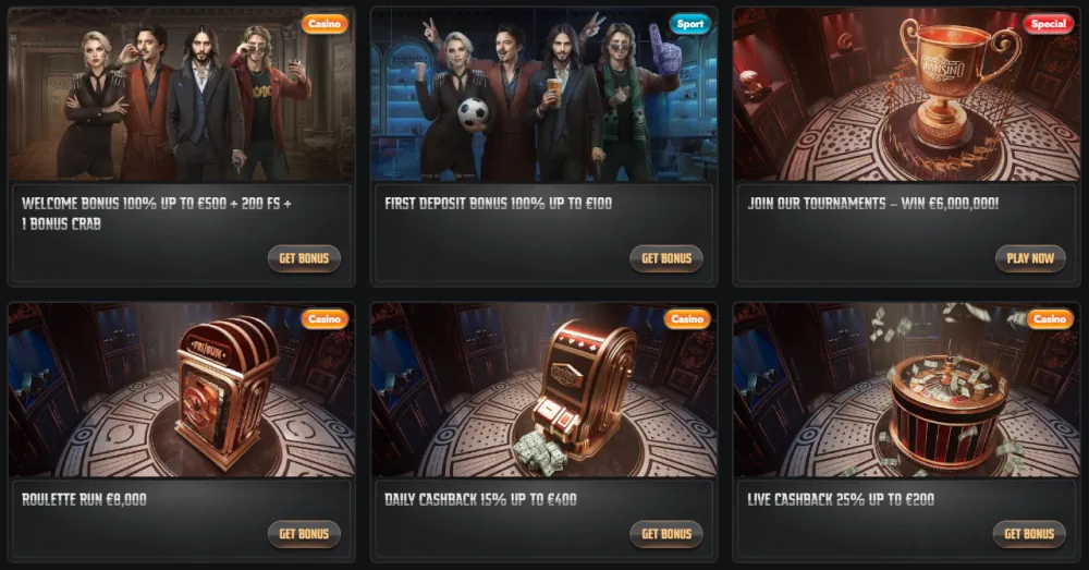 Vítejte balíček Gransino a propagační dlaždice kasinového turnaje.